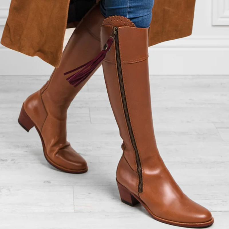 Fairfax and Favor Heeled Regina Leather Boot - Tan-4